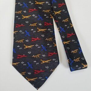 Museum Artifacts Tie Airplane Necktie Men's 100% Silk Handmade Blue